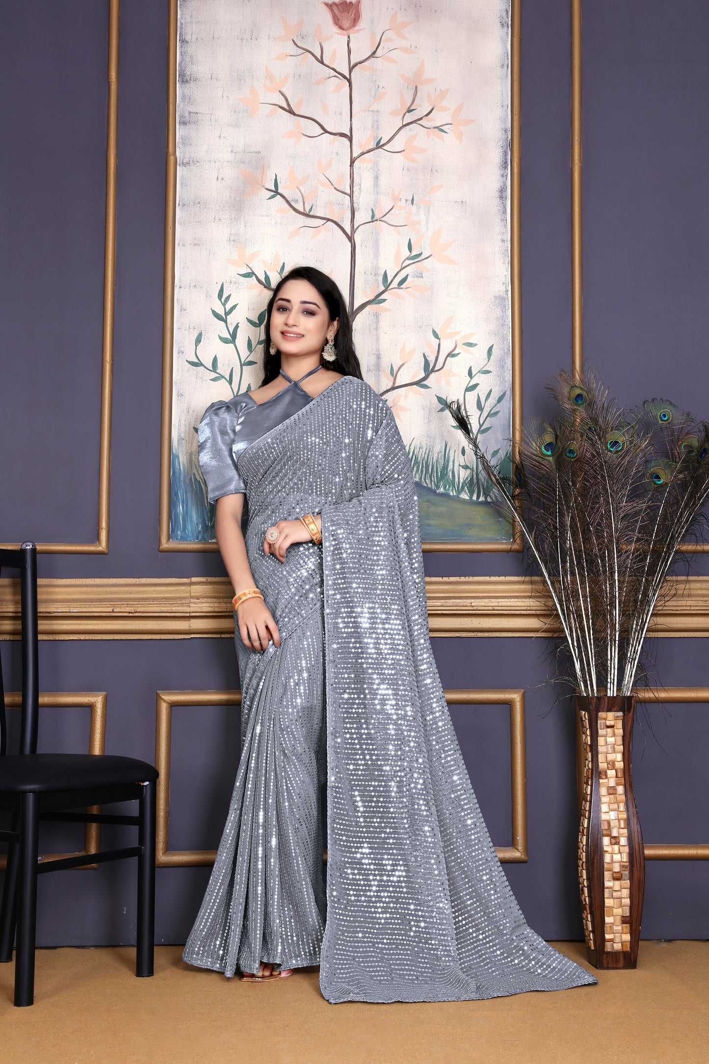 Beautiful Georgette Hevy & Fency Sequence Work Saree