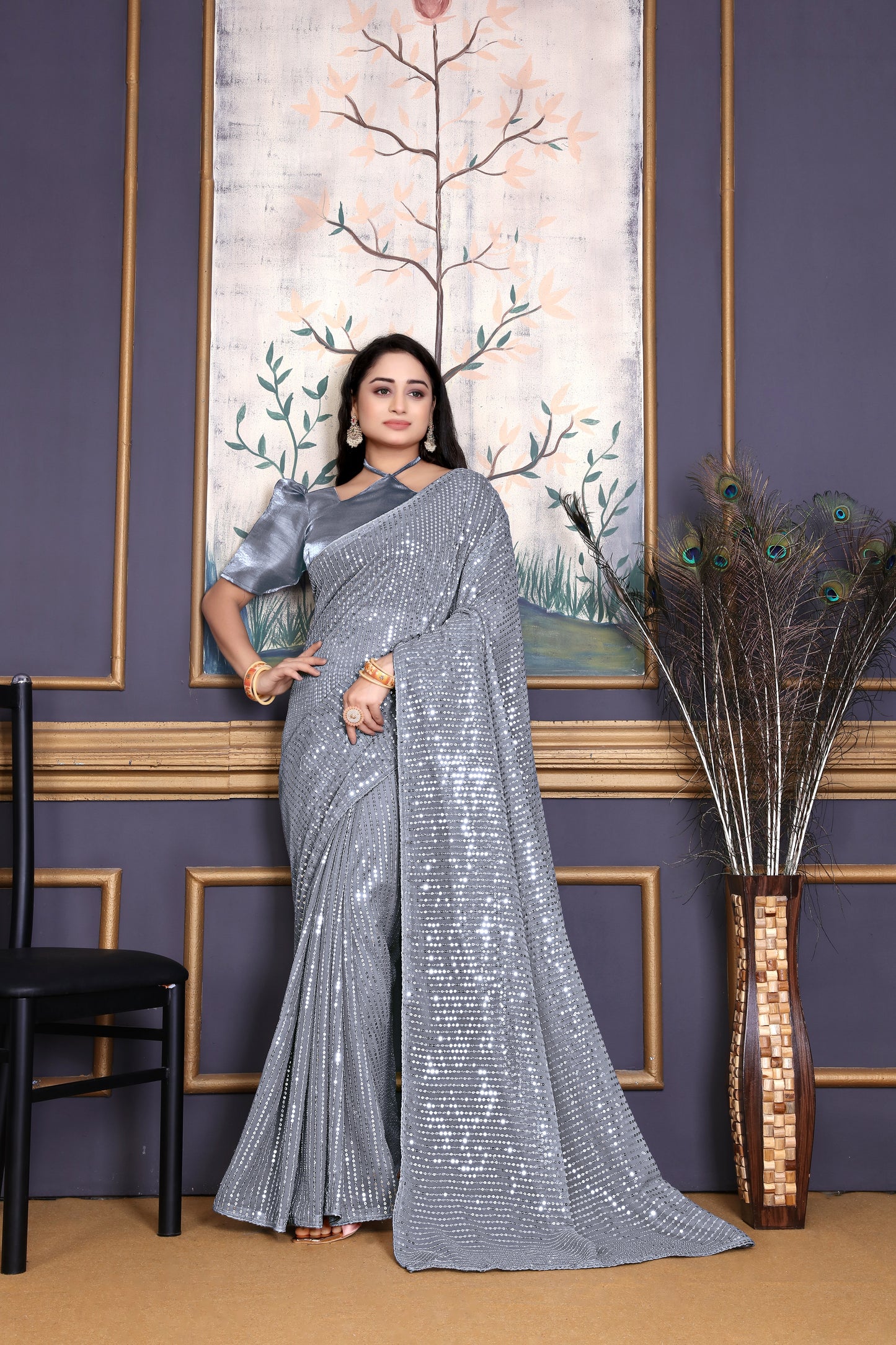 Beautiful Georgette Hevy & Fency Sequence Work Saree