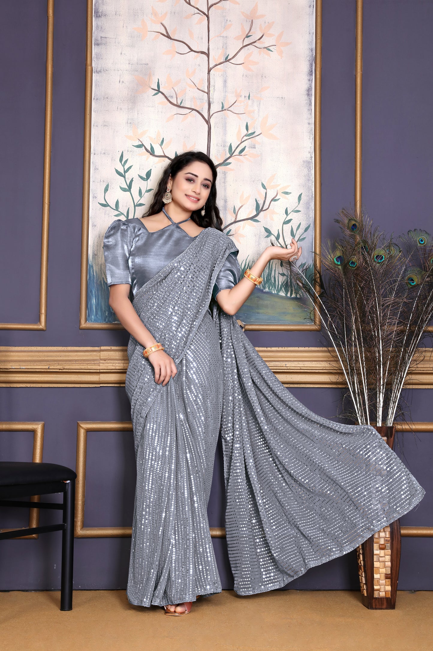 Beautiful Georgette Hevy & Fency Sequence Work Saree