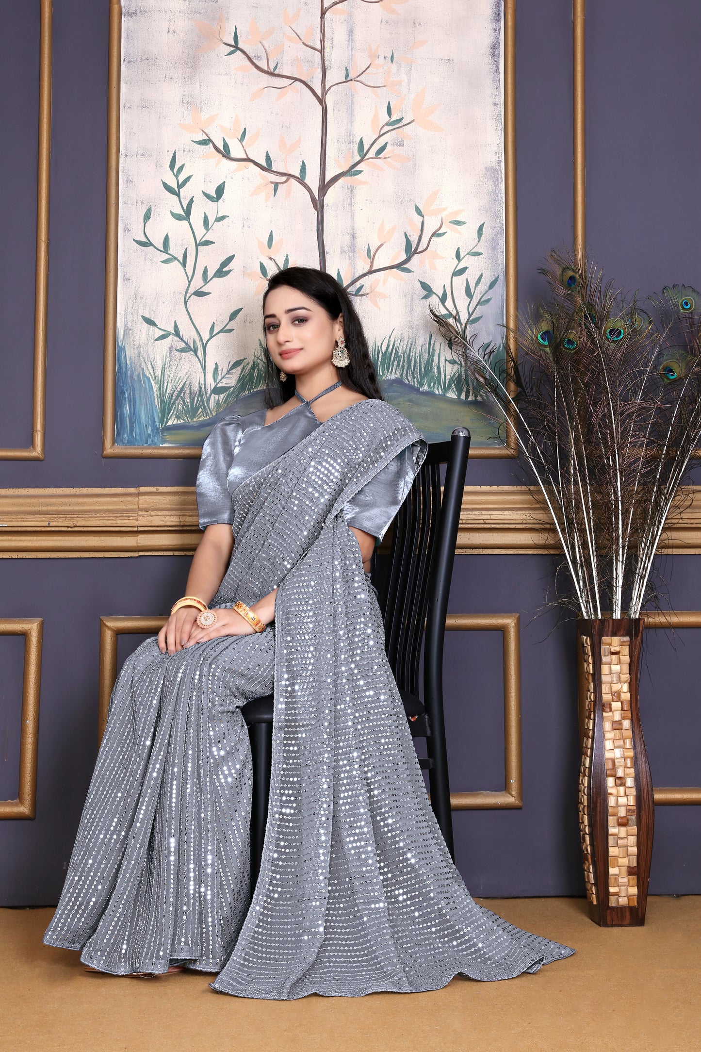 Beautiful Georgette Hevy & Fency Sequence Work Saree