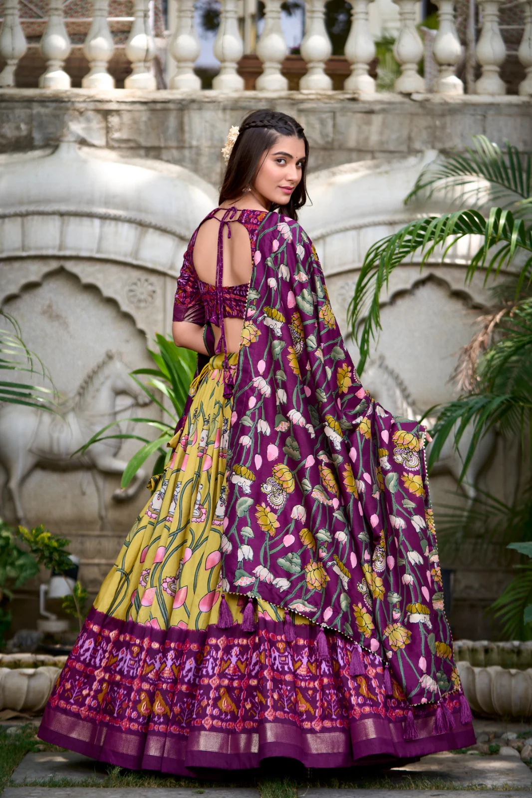 Awesome Yellow Patola Printed Silk Lehenga Choli With Dupatta.
