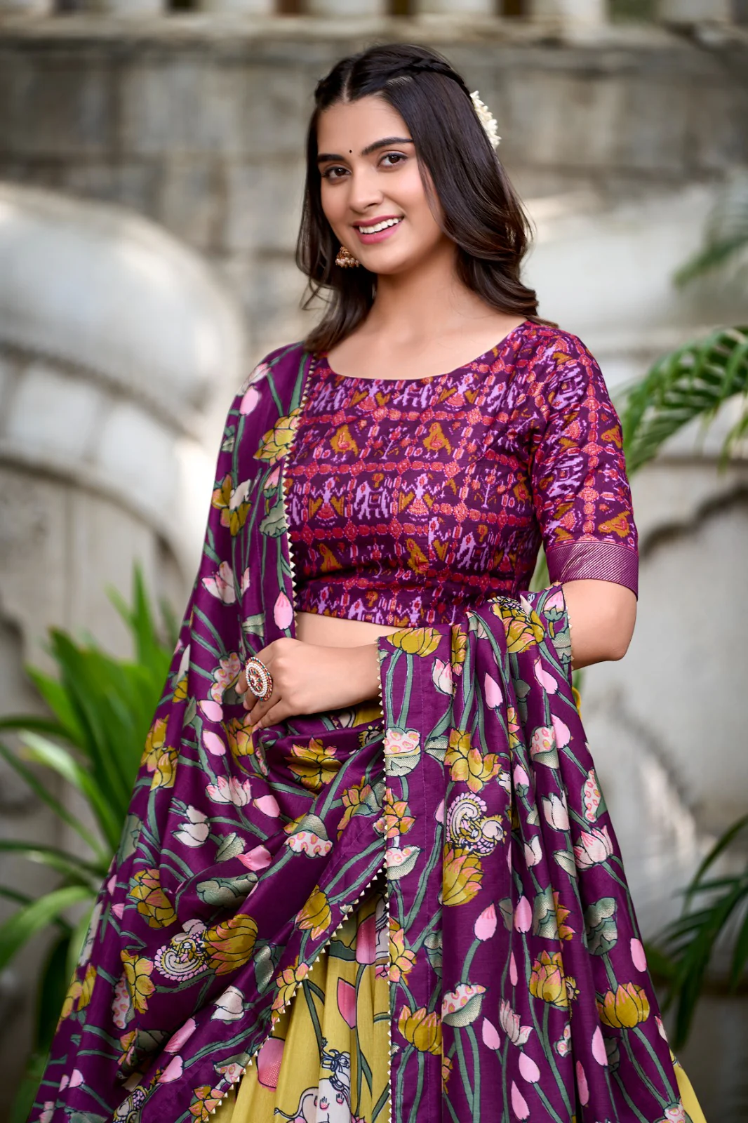Awesome Yellow Patola Printed Silk Lehenga Choli With Dupatta.