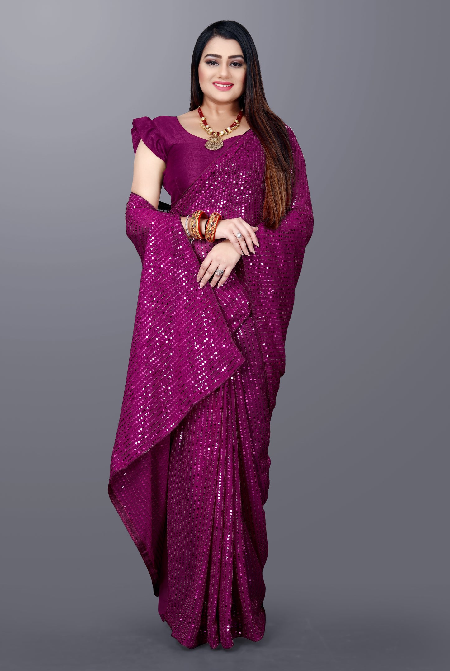 Beautiful Georgette Hevy & Fency Sequence Work Saree