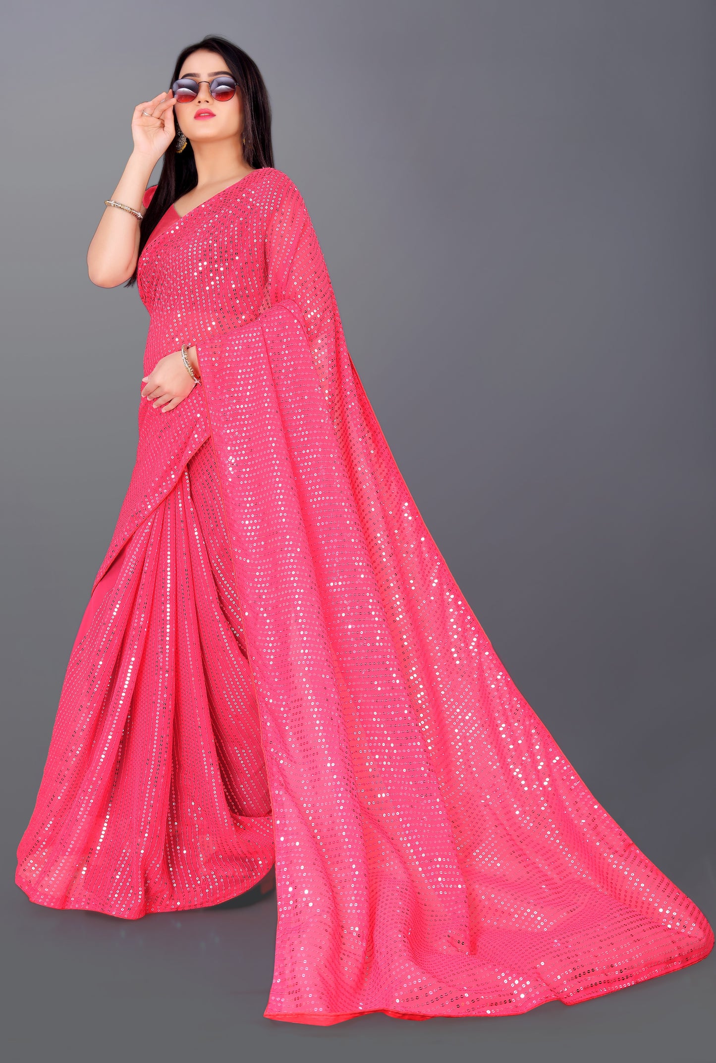 Beautiful Georgette Hevy & Fency Sequence Work Saree