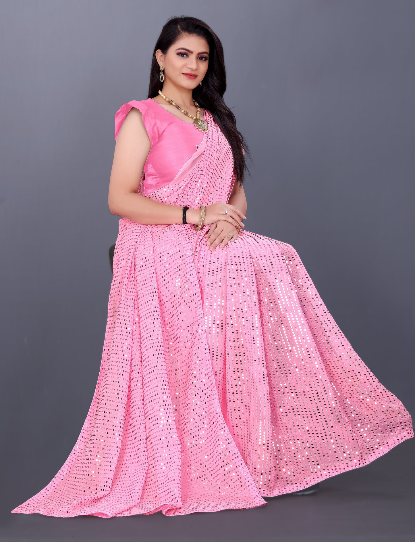 Beautiful Georgette Hevy & Fency Sequence Work Saree