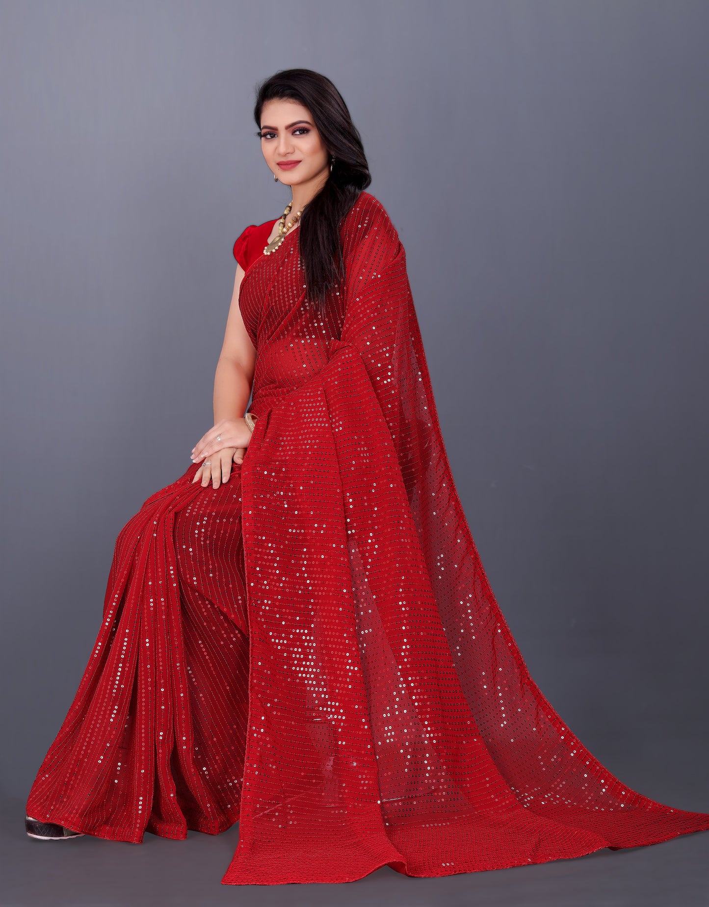 Beautiful Georgette Hevy & Fency Sequence Work Saree