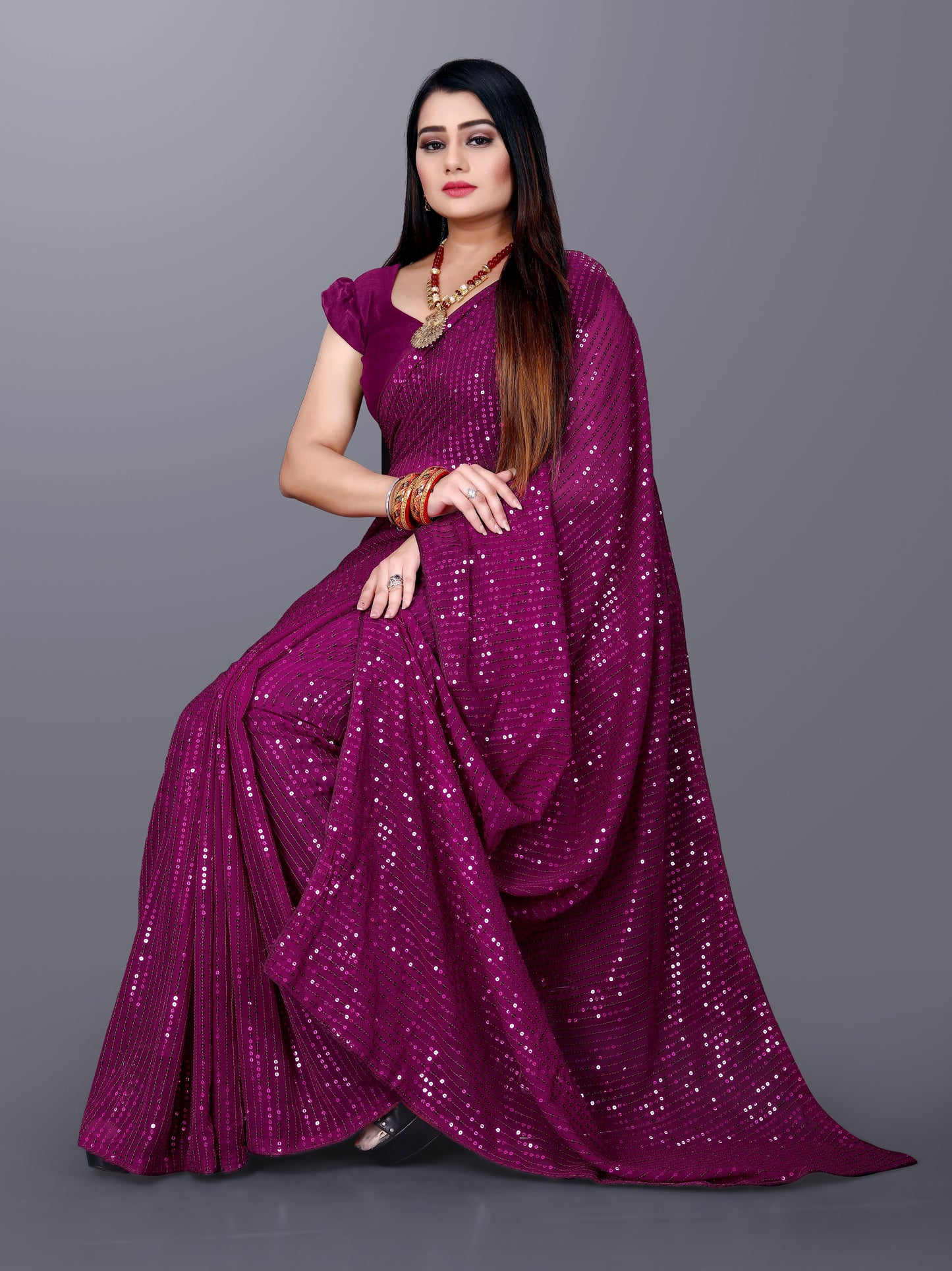 Beautiful Georgette Hevy & Fency Sequence Work Saree