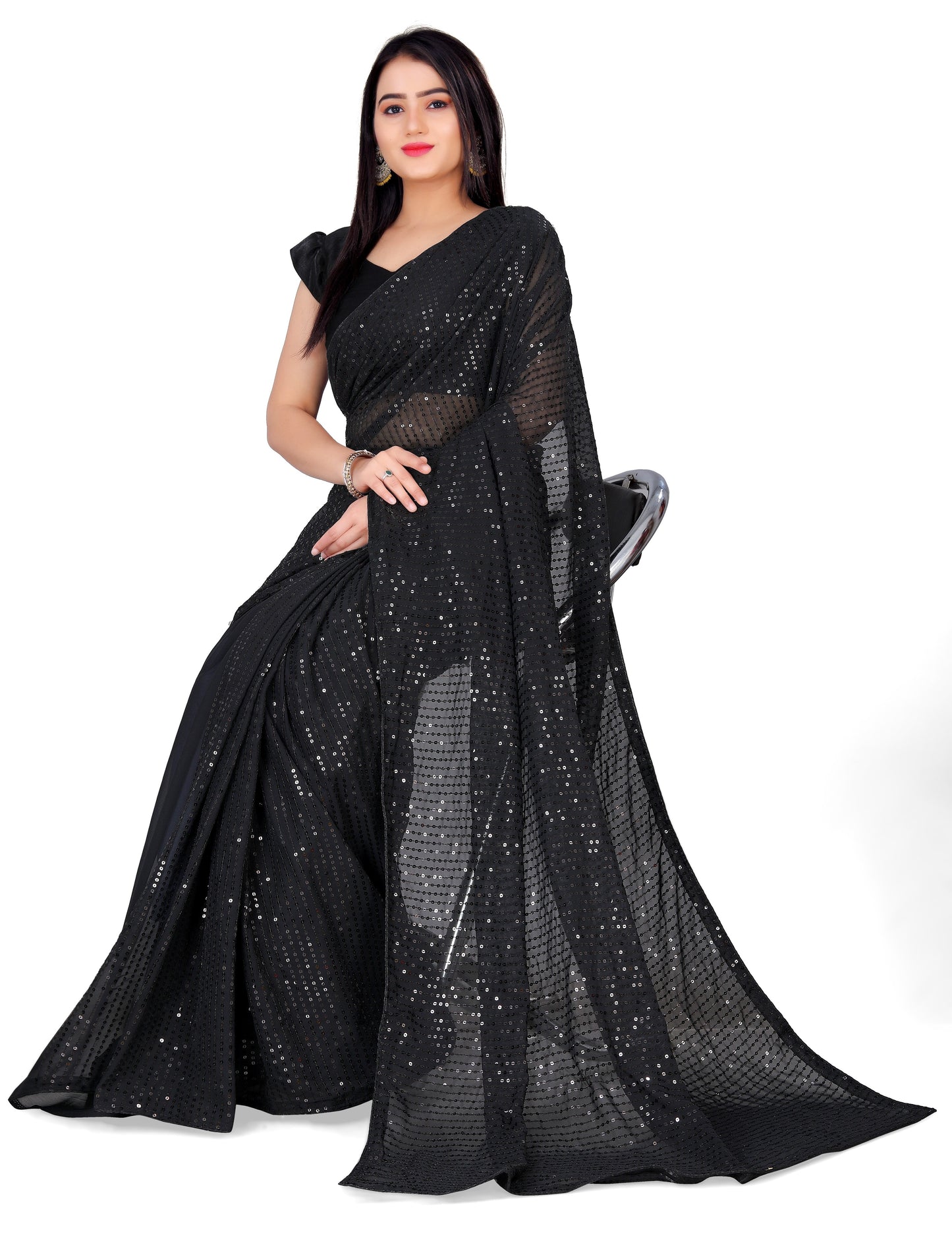 Beautiful Georgette Hevy & Fency Sequence Work Saree