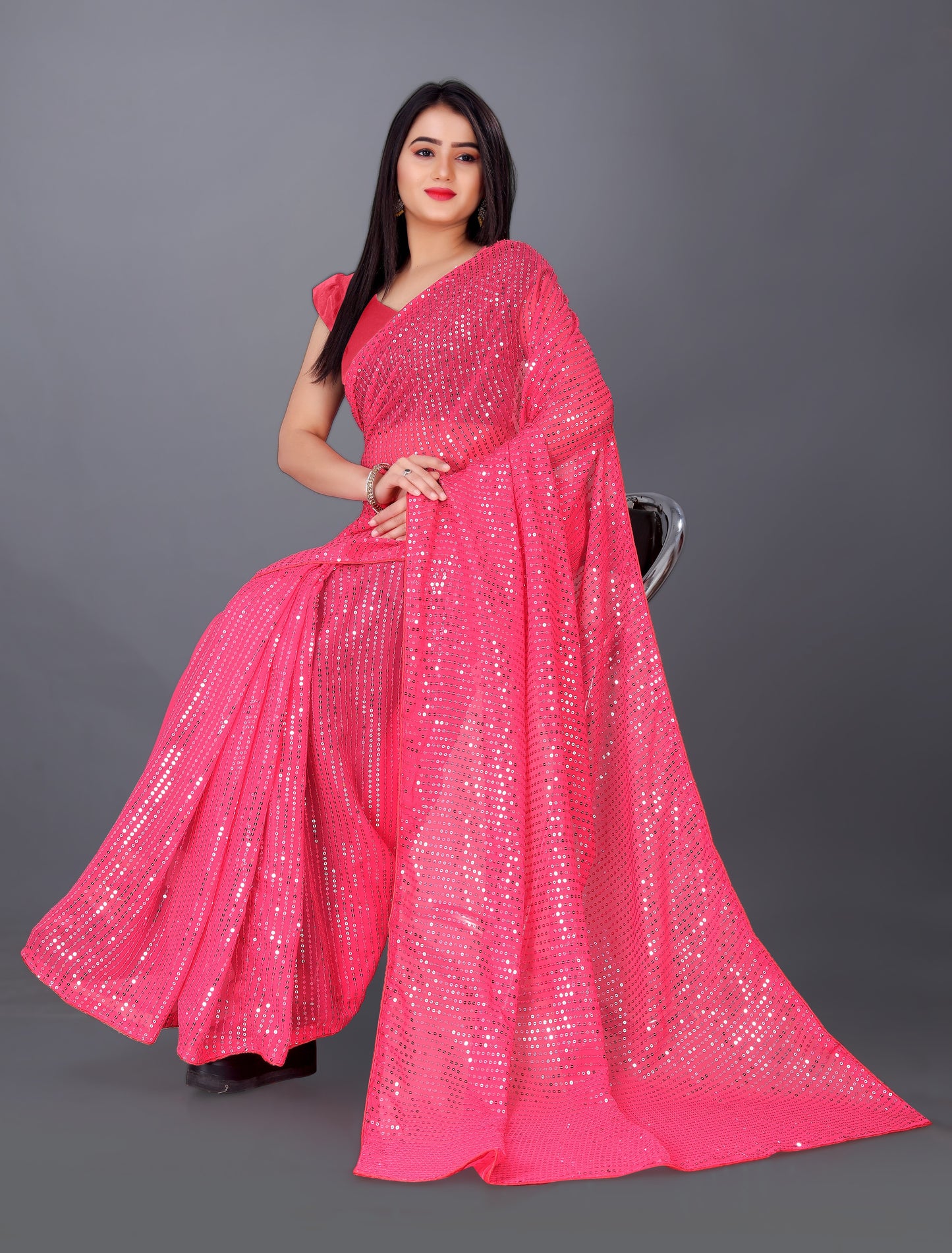 Beautiful Georgette Hevy & Fency Sequence Work Saree