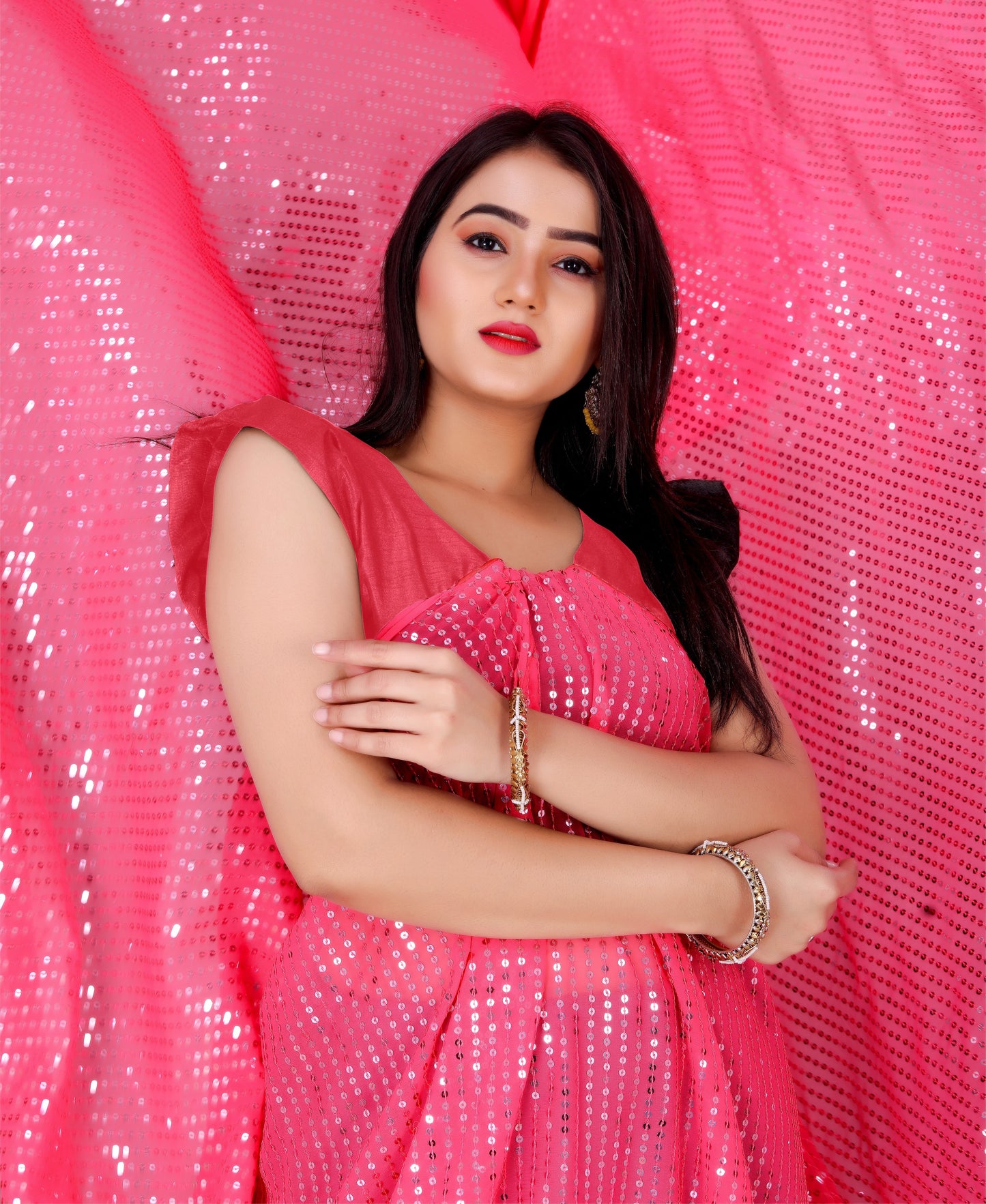 Beautiful Georgette Hevy & Fency Sequence Work Saree