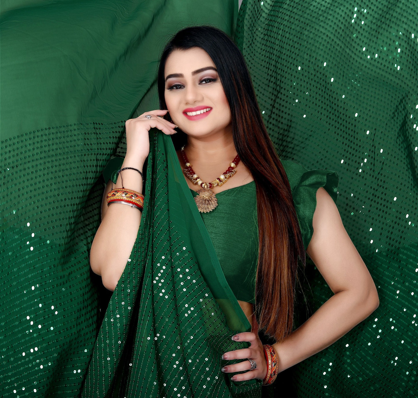 Beautiful Georgette Hevy & Fency Sequence Work Saree