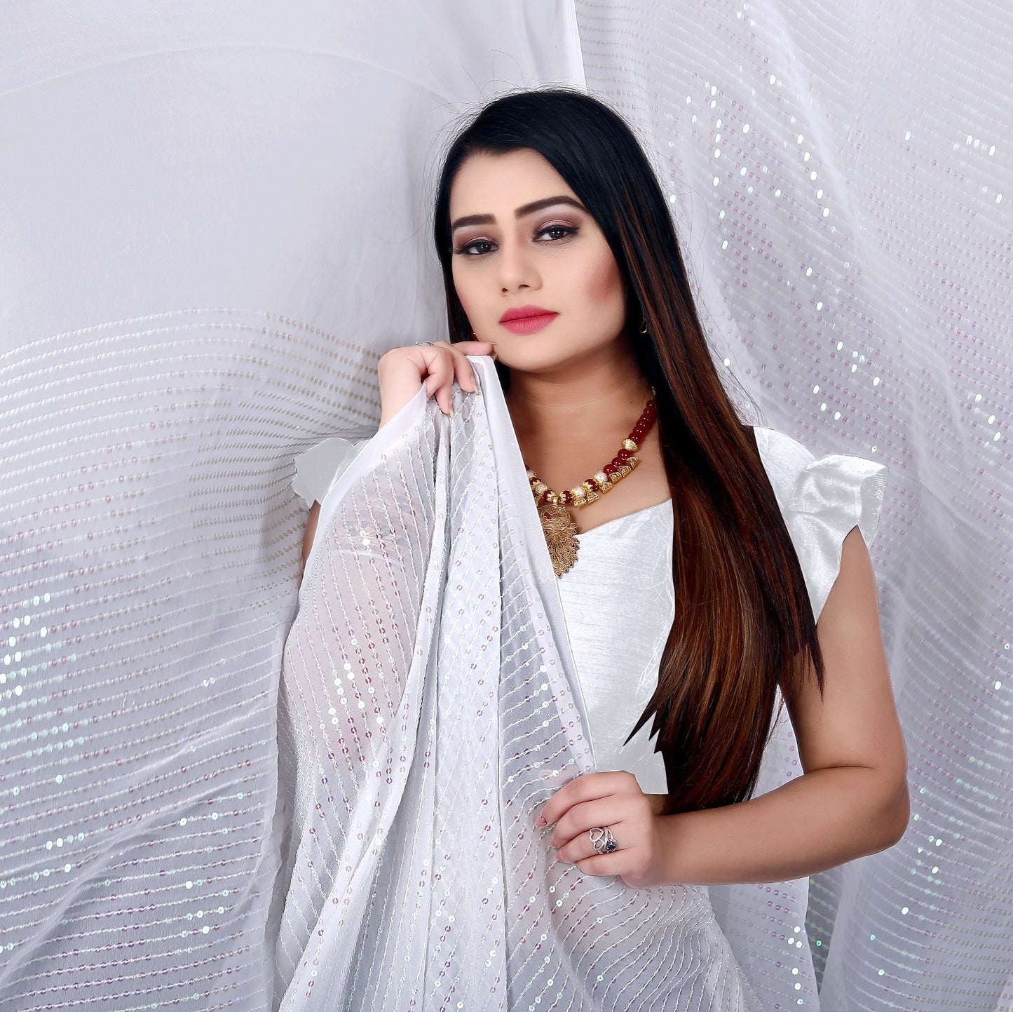 Beautiful Georgette Hevy & Fency Sequence Work Saree