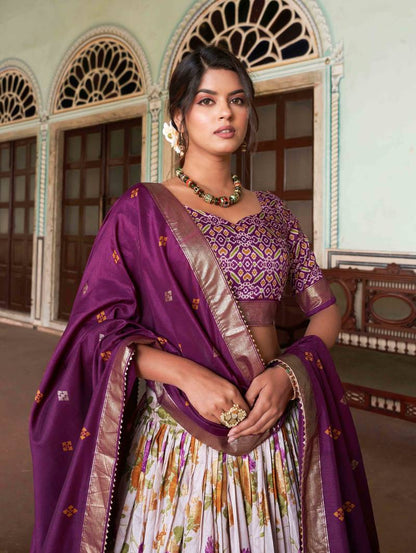 Dola Silk With Printed With Foil Work Lehenga Choli For Wedding.