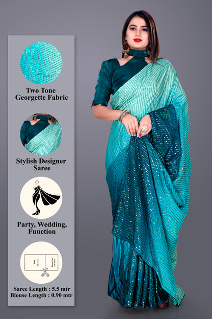 Beautiful Georgette Hevy & Fency Sequence Work Saree.