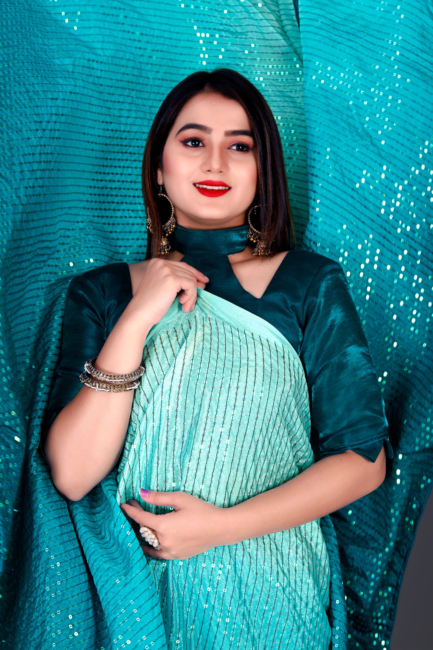 Beautiful Georgette Hevy & Fency Sequence Work Saree.