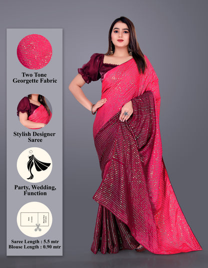 Beautiful Georgette Hevy & Fency Sequence Work Saree.