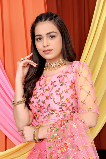 New Party Wear Sequance Lehenga Choli Full Heavy & Fancy Color Full Sequence Work In Lehenga Choli With Beautiful Sequance Worked Blouse{unstitched}.