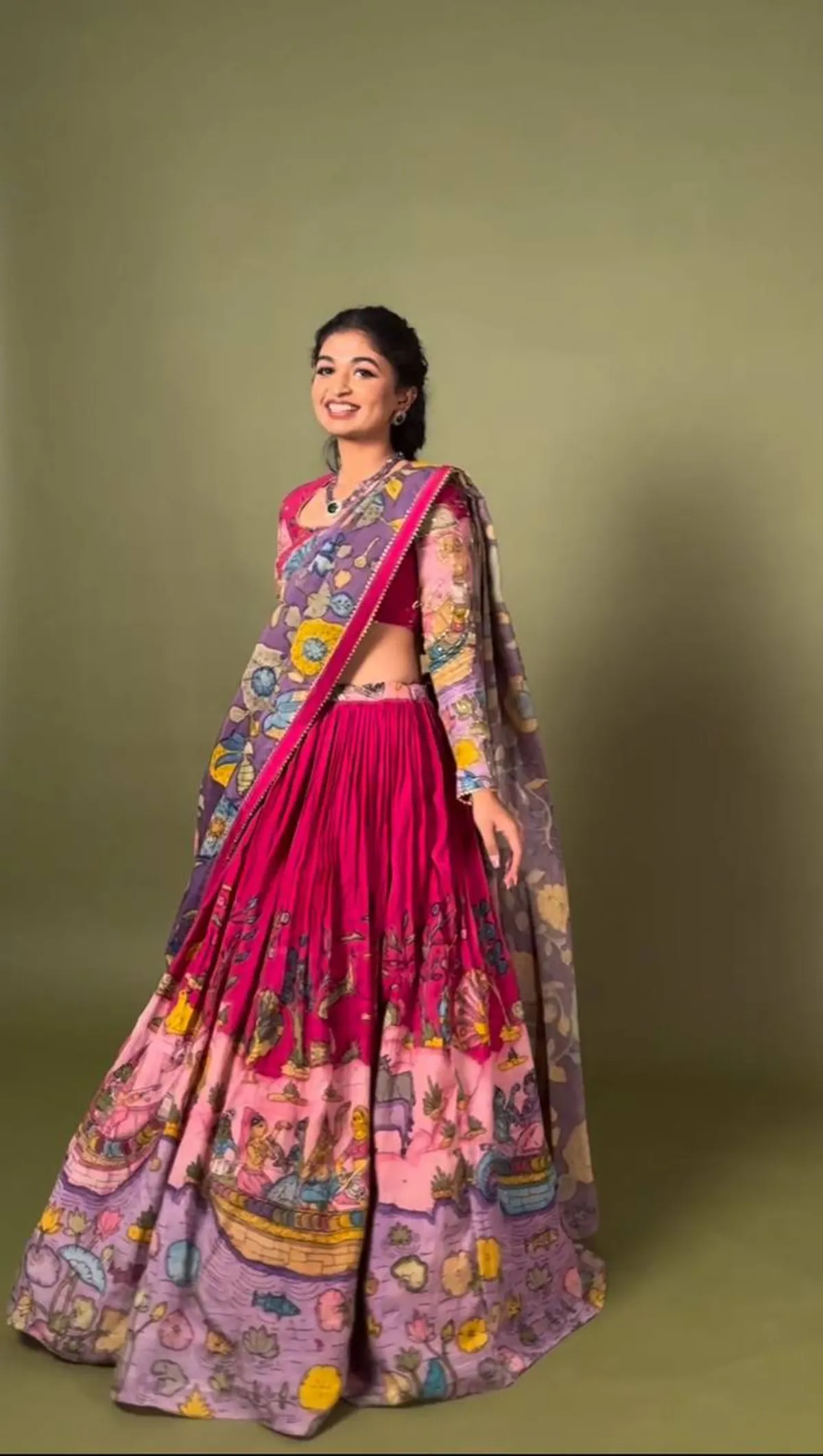 Exquisite Kalamkari Lehenga in Rich Multicolor Design – Perfect for Cultural & Festive Events