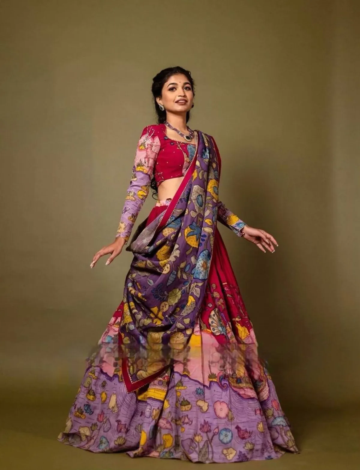 Exquisite Kalamkari Lehenga in Rich Multicolor Design – Perfect for Cultural & Festive Events