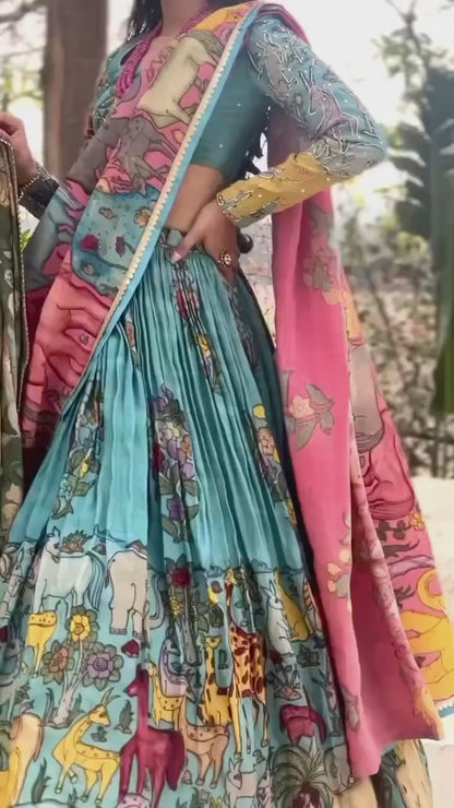 Lehenga choli For Womens And Girls Chinon Silk Fabric